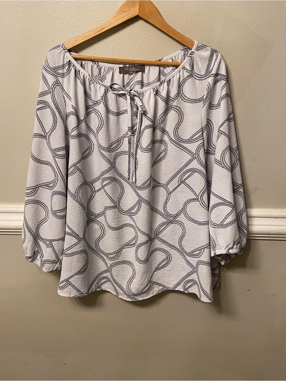 Light Blue Nautical-Print Peasant Tunic - Women